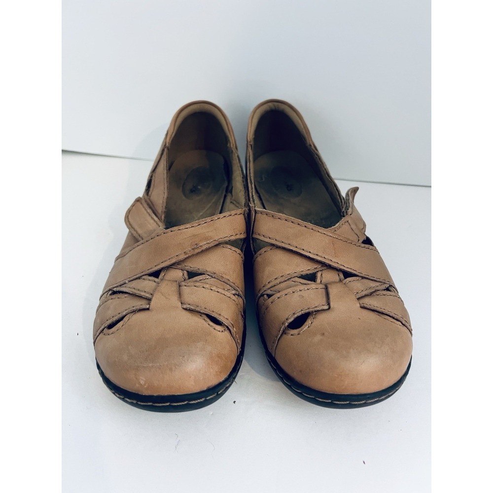 Clark's Comfort Womens Leather Flat Strappy Slip On 10